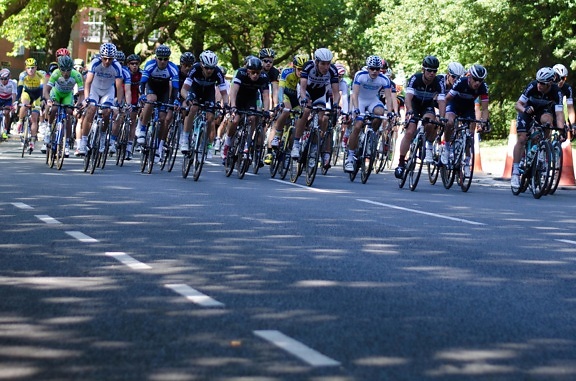 crowd, cyclist, race, wheel, road, people, vehicle, competition, sport