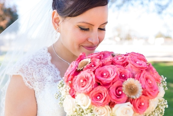 bride, beautiful, flower, marriage, celebration, girl, rose, woman, engagement