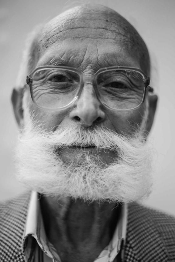 portrait, man, beard, people, mustache, face, monochrome