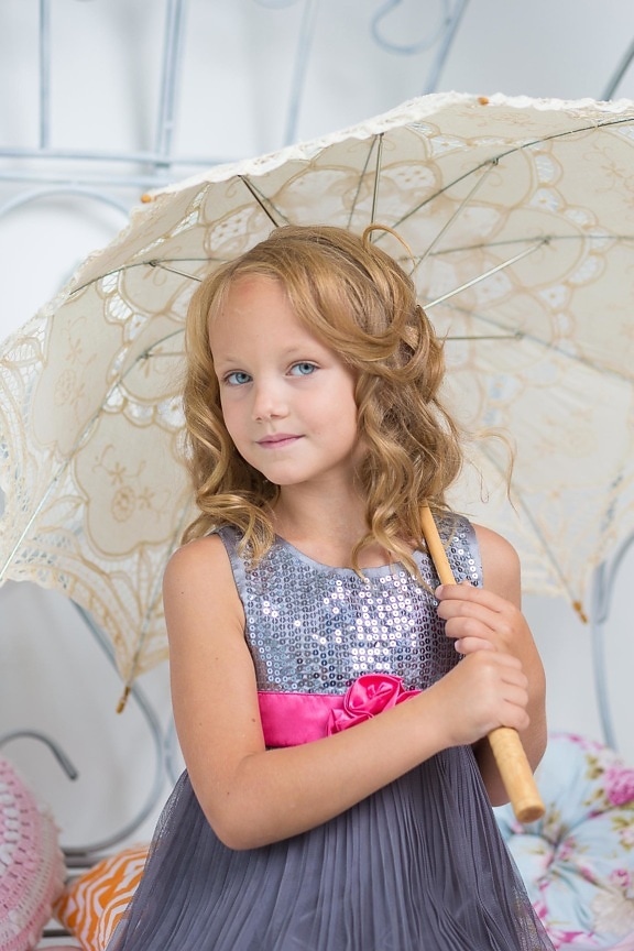 child, pretty girl, umbrella, pretty, young, happiness, portrait