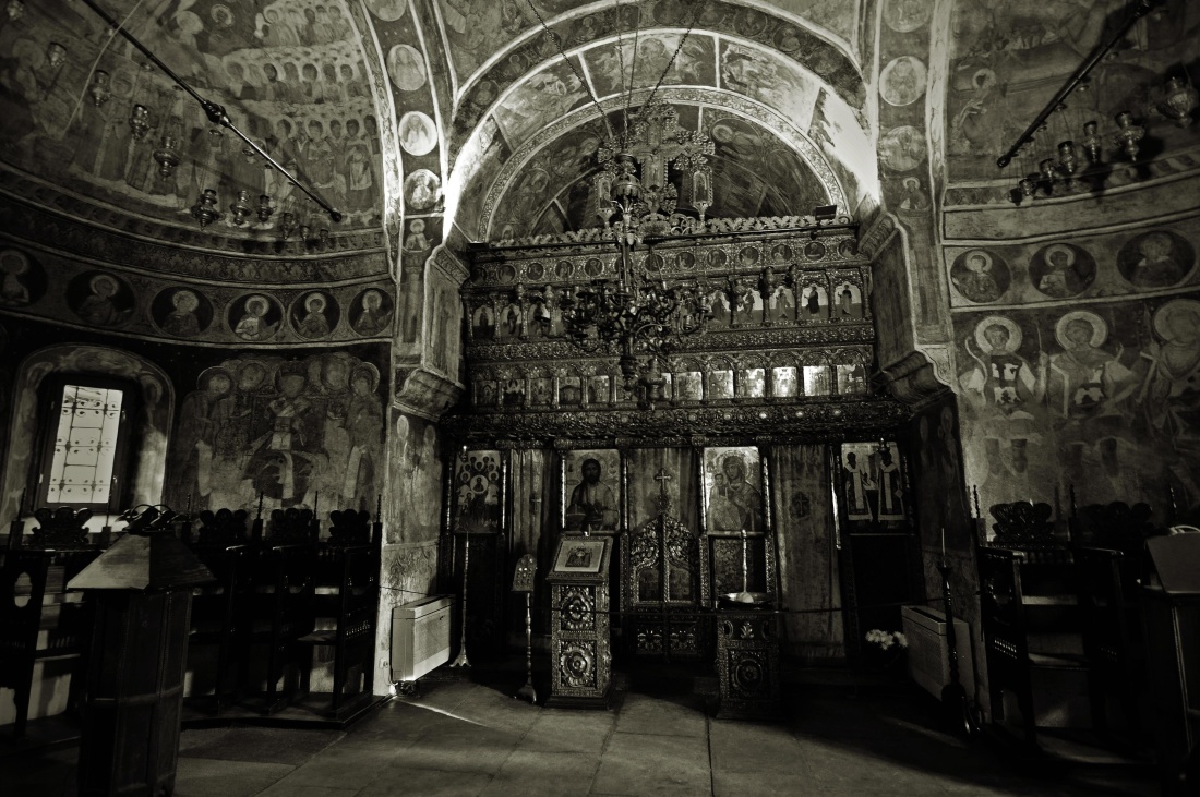 Byzantijnse, orthodoxe, architectuur, kerk, binnenshuis, religie, oud, arch