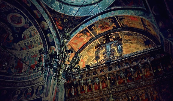 taide, uskonto, kirkko, fresco, arkkitehtuuri, katedraali, vanha, alttarin