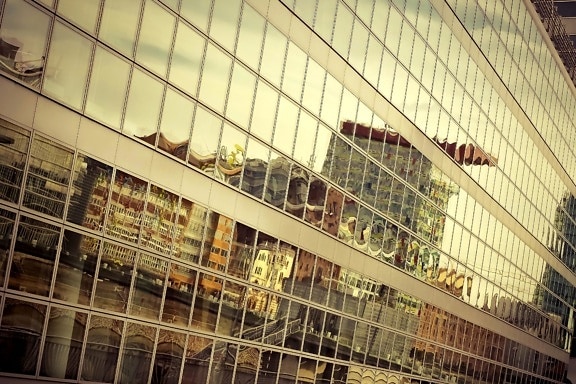 Architektúra, mesto, okno, mestský, moderný, reflexie, sklo