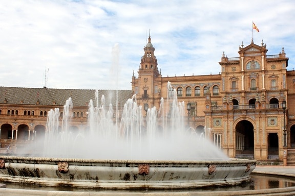 fountain, architecture, water, famous, city, landmark, river, exterior