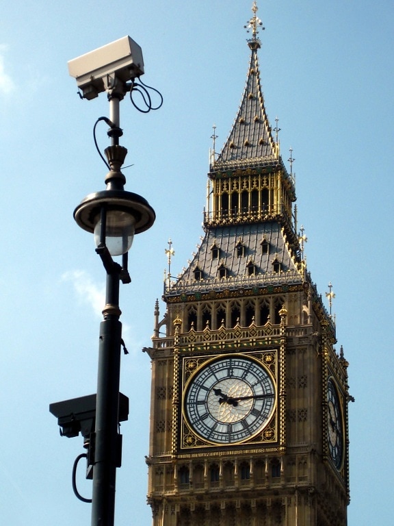 hodiny, architektura, staré, věž, obloha, Londýn, mezník
