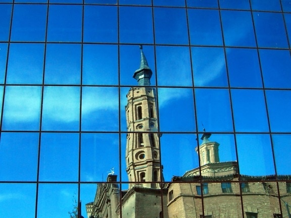 архитектура, небе, отражение, модерен, стъкло, градски, прозорец, центъра
