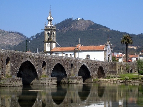 архитектура, мост, вода, река, църква, манастир, пребиваване