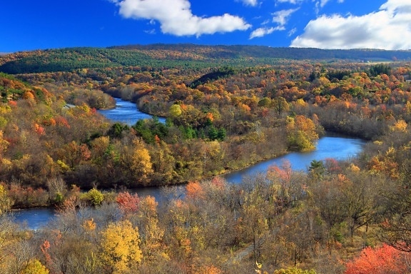 voda, krajina, príroda, rieka, jeseň, údolia, hory