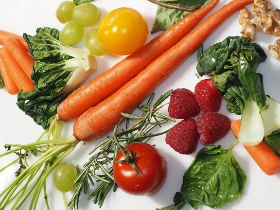 mat, grønnsaker, tomat, kosthold, gulrot, ernæring, middag, salat