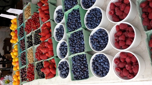 frukt, mat, bær, markedet, blåbær, bringebær, blackberry