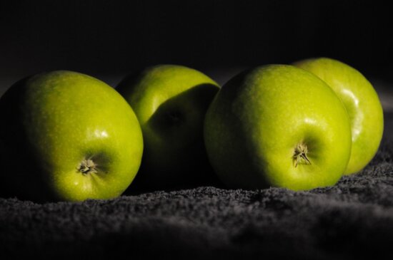 apple, fruit, food, apple, diet, fruit, dark, shadow, still life