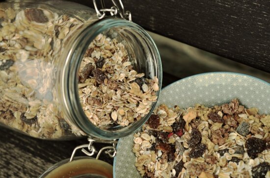 glass, diet, cereal, flakes, food, muesli, nutrition, organic