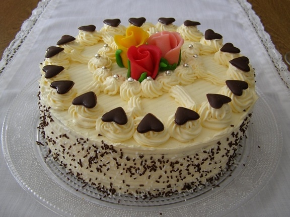 bolo, doce, comida, creme, chocolate, delicioso, açúcar, aniversário