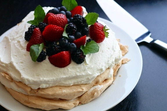 delicious, cream, breakfast, pancake, berry, sweet, mint, strawberry