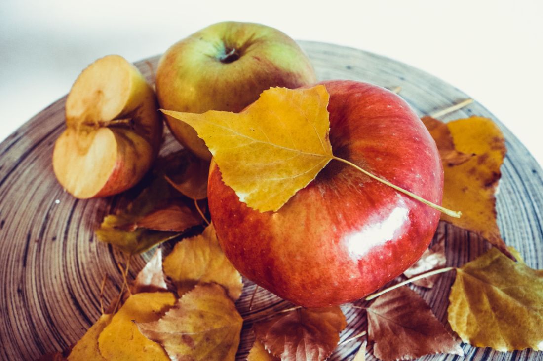 frutas, alimentos, apple, hoja, dieta, madera, naturaleza, nutrición, dulce, otoño
