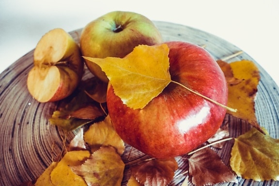 frutas, alimentos, apple, folha, dieta, madeira, natureza, nutrição, doce, outono
