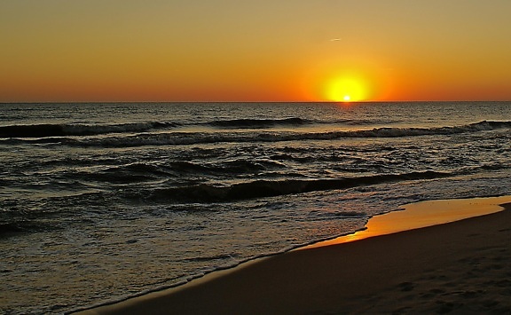 sunset, beach, sun, water, dawn, sea, ocean, seascape, dusk, sunrise