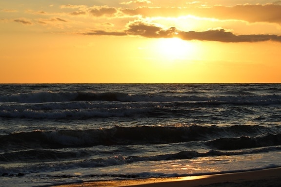 Sunset, vesi, dawn, sea, ocean, hämärä, beach, seascape, sun, star