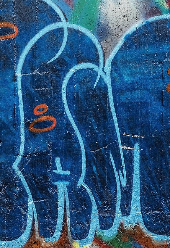 Graffiti, astratto, urbano, muro, vandalismo, disegno, urbano, arte, cultura, blu