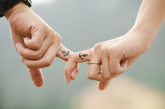 Рука жінка татуювання, партнерство, палець, бойфренд, подруга, романтика, люди