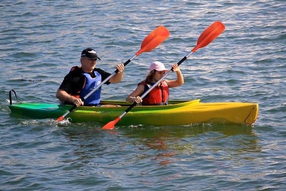 kayak, kano, air, perahu, dayung, Kolam, olahraga, orang, musim panas