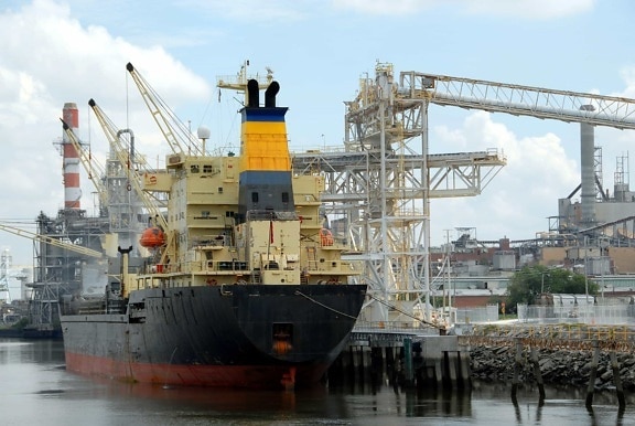 Industrie, Wasserfahrzeug, Umweltverschmutzung, Frachtschiff, Fracht, Container, Hafen, Wasser