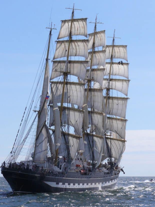 watercraft, ship, sail, sailboat, blue sky, mast, boat, navy, frigate