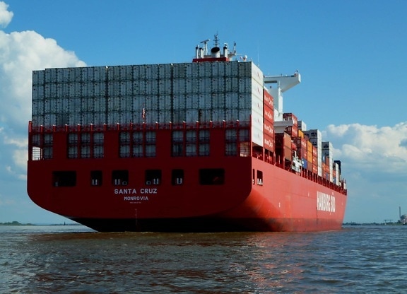 voda, nákladní loď, modrá obloha, vodní skútry, moře, loď, člun, přístav, port, přeprava