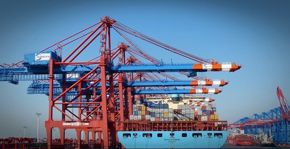industry, crane, sky, steel, ship, industrial, cargo ship, construction