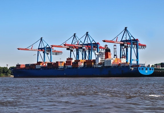 kapal kargo, pelabuhan, perahu, kapal, ekspor, pengiriman, air, perdagangan