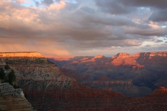 sunset, landscape, dawn, cloud, mountain, canyon, valley, desert