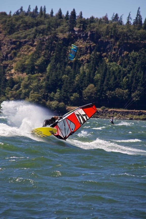 water, sport, wind, wave, sailing, man, recreation