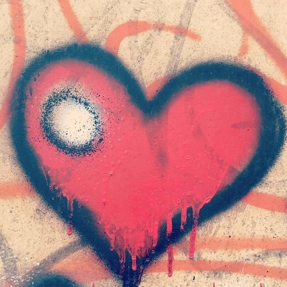 графіті, серце, паперу, художніх, мистецтво, любов, текстури