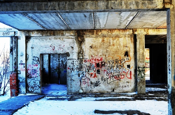 εγκαταλειφθεί, τέχνη, γκράφιτι, αρχιτεκτονική, αστική, αποσύνθεση, εγκαταλελειμμένες, αποσύνθεση