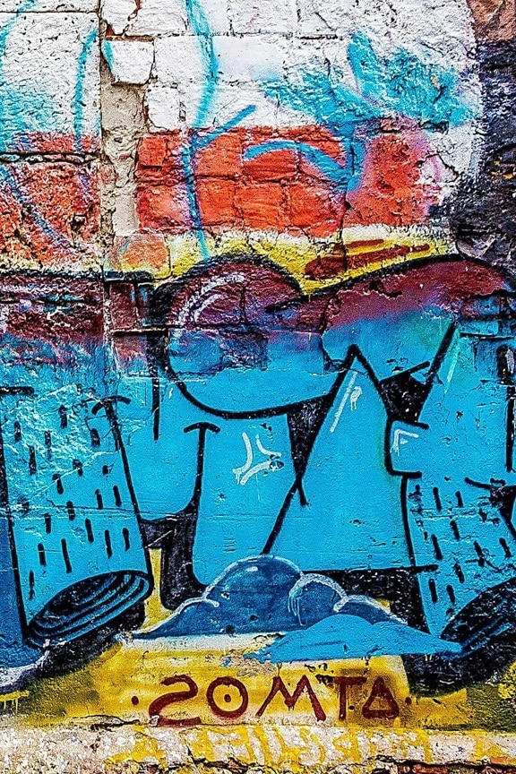 Graffiti, vandalismo, pared, arte, mural, sucio, urbano
