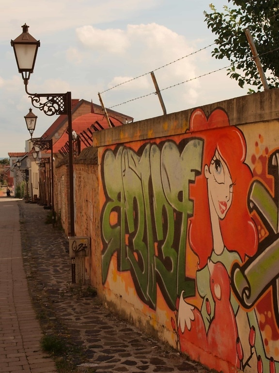 Street, graffiti, urban, byen, kunst, arkitektur, kultur, vegg, himmelen, utendørs