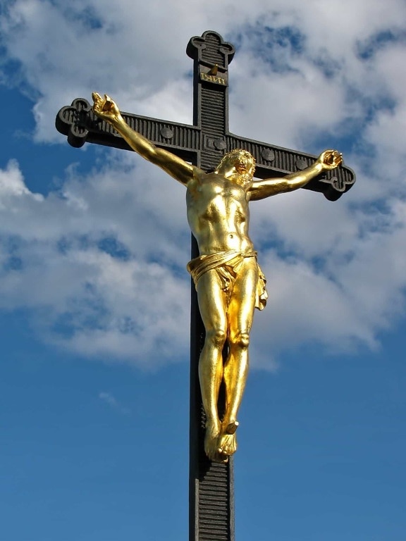 sky, sculpture, cross, Christ, religion, statue, structure, pedestal