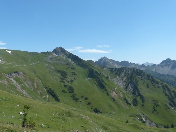 Free picture: mountain, nature, landscape, tree, wood, blue sky, valley