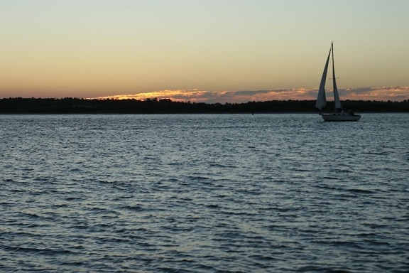 water, watercraft, sunrise, wave, silhouette, sky, sailboat, dawn, sea, ocean