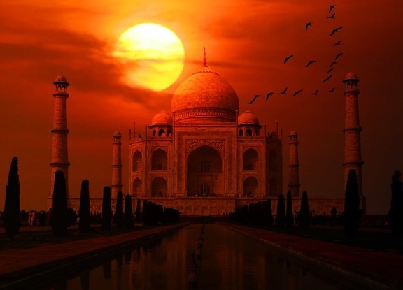 zonsopgang, religie, moskee, dawn, architectuur, tempel, mausoleum, religie