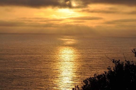 matahari terbit, awan, sinar matahari, air, fajar, lanskap, matahari, laut, pantai, refleksi