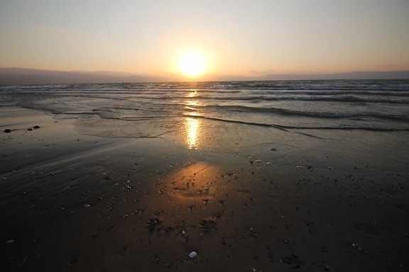 amanecer, cielo, ola, playa, mar, agua, océano, paisaje marino, amanecer, Costa