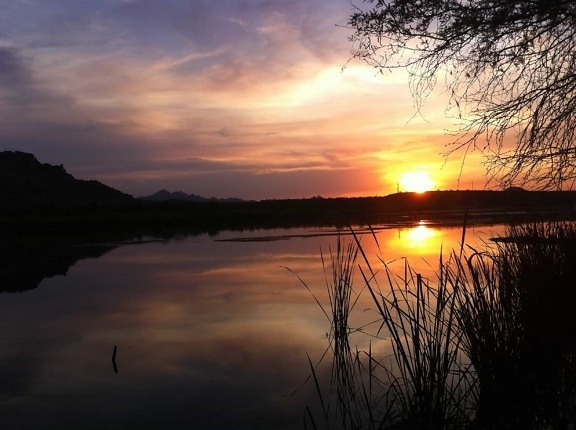 amanecer, Parque Nacional, pasto, luz del sol, amanecer, agua, reflexión, sol, atardecer, lago, naturaleza