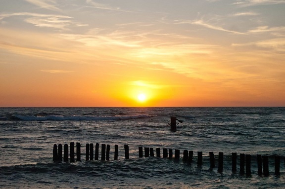 sunrise, silhouette, water, dawn, sea, sun, dusk, beach, ocean, outdoor