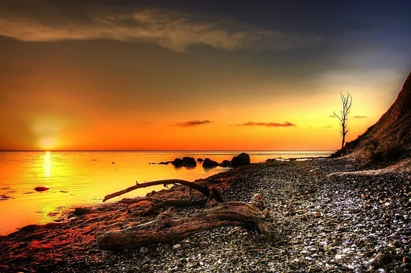 Sunrise силует узбережжя, пляж, море, води, океан, сонце, Світанок, небо, краєвид