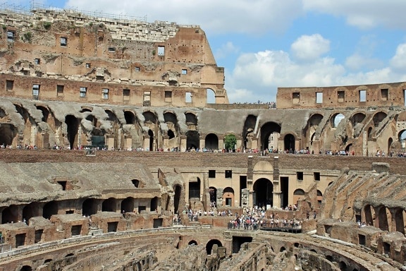 野外劇場、建築物、競技場、ローマ、コロッセオ、古代