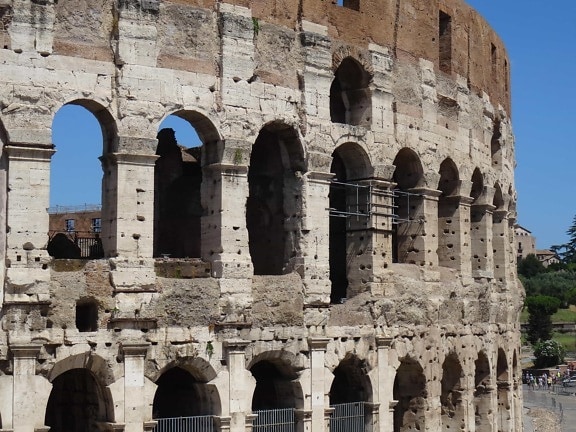 arquitectura, antiguo, viejo, anfiteatro de Roma, Italia, piedra, arco,