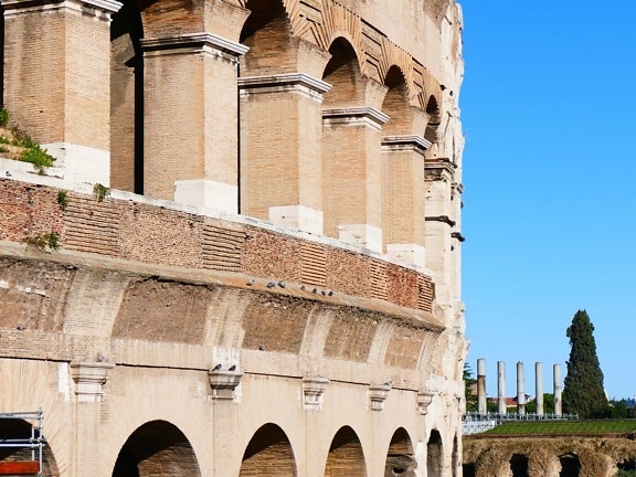 arhitektura, antička, Rim, Italija, stari, kula, luk, plavo nebo, tvrđava
