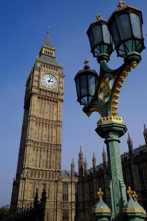 arkitektur, hovedstaden, London, England, klokke, gamle, byen, parlamentet, tårn, landemerke