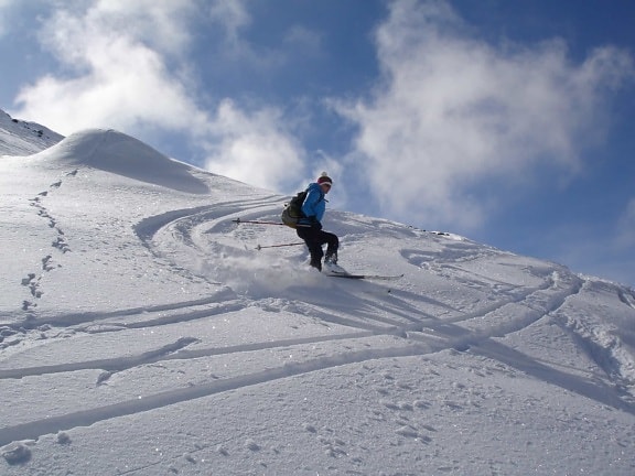 snehu, zimné, hory, šport, osoba, hill, studenej, ľad, lyžiar, sport, extreme